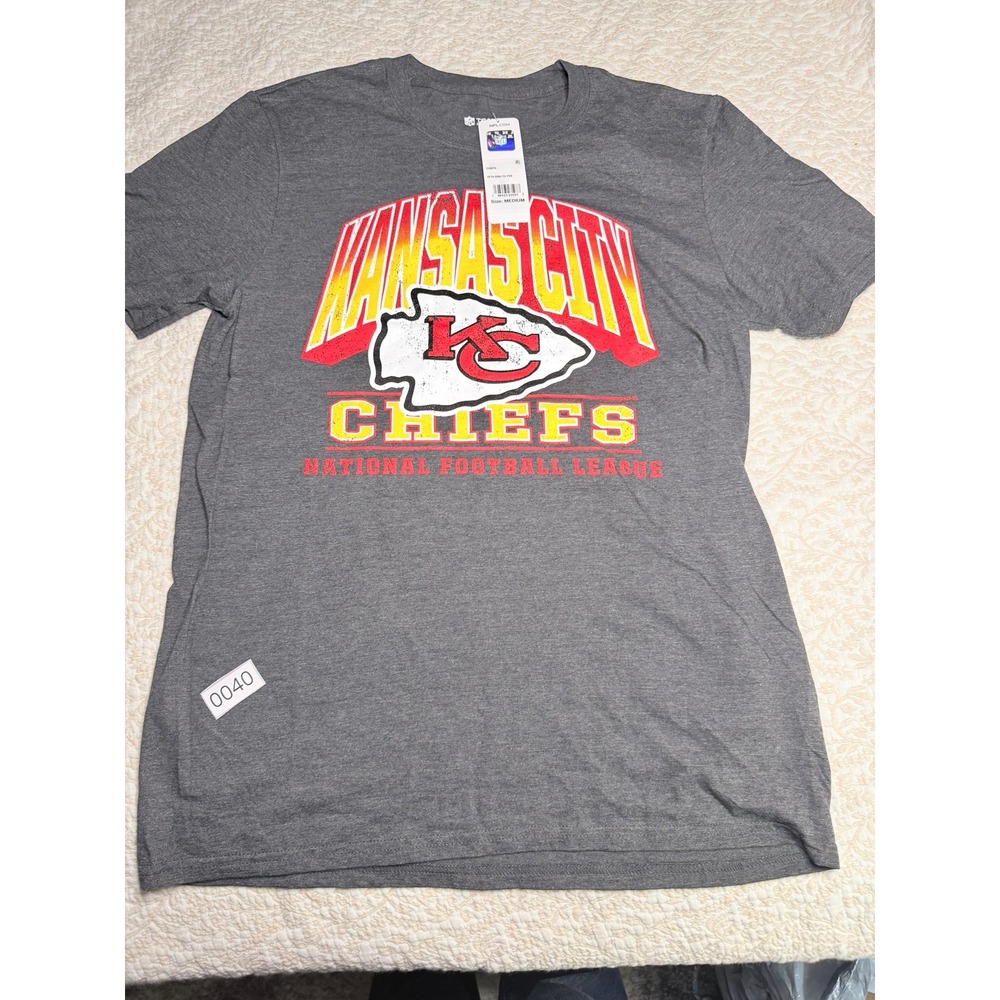 NFL Team Apparel Kansas City Chiefs T-Shirt Mens Medium Gray Graphic Tee New